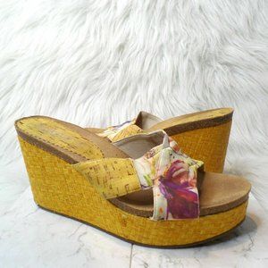 Right Bank Shoe Co Floral Fabric Platform Sandals